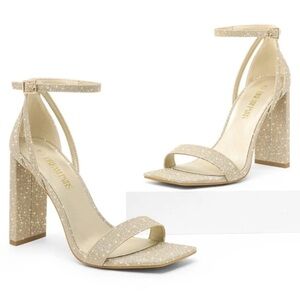 Dream Pairs Women's Sparkling Beige Heels
